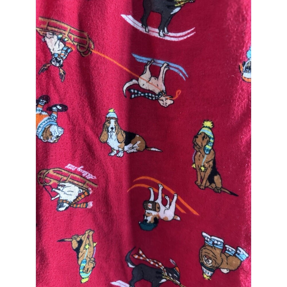 Old Navy Flannel Pajama Bottoms Christmas Dog Skiing Red Plus Size 2X Cotton - Picture 7 of 10